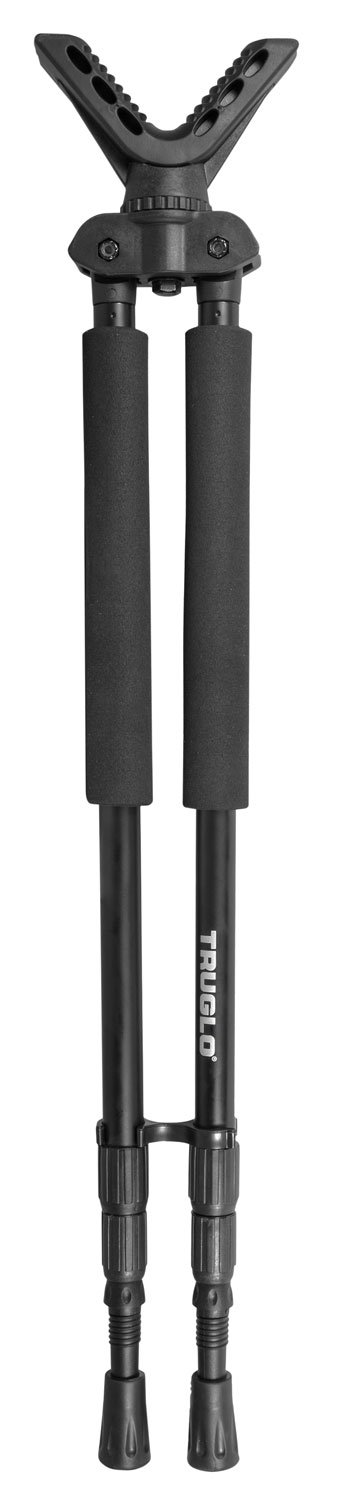 TruGlo TG8920XB Solid-Shot Bipod 21-40" Collapsible Black Aluminum, Rubberized V-Brace, Twist Lock Adjustable Legs, Includes Carry Case w/Shoulder Strap