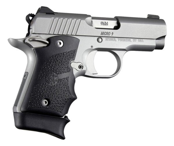 Hogue 39080 Rubber Grip Cobblestone Black with Finger Grooves for Kimber Micro 9