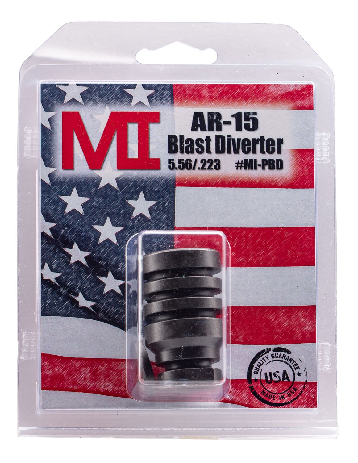 Midwest Industries MIPBD Blast Diverter Black Phosphate Steel with 1/2"-28 tpi Threads, 1.75" OAL & 1.09" Diameter for 223 Rem, 5.56x45mm NATO AR-Platform
