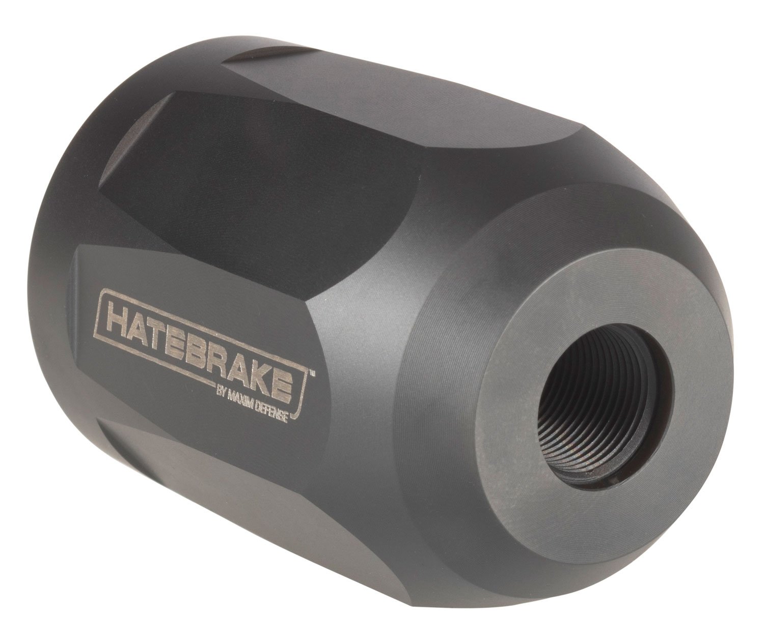 Maxim Defense MXM47707 Hate Brake Black DLC 17-4 Stainless Steel with 1/2"-28 tpi Threads, 2.40" OAL, 1.50" Diameter & Octagon Shape for 5.56x45mm NATO