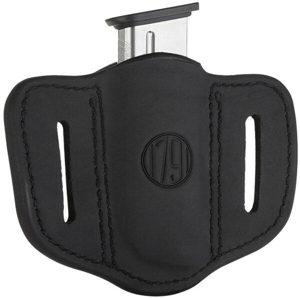 1791 Gunleather MAG11SBLA MAG1.1 Single Mag Holster Stealth Black Leather Belt Slide Compatible w/ Single Stack Ambidextrous