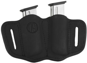 1791 Gunleather MAG21SBLA MAG2.1 Double Mag Holster Stealth Black Leather Belt Slide Belts 1.50" Wide Compatible w/ Single Stack Ambidextrous