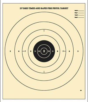 Action Target B8100 Competition NRA Time & Rapid Fire Bullseye Heavy Paper Hanging 25 yds Handgun 21" x 24" Black/White 100 Per Box