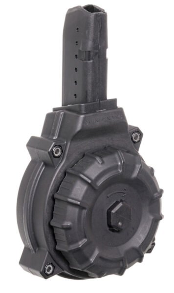 ProMag DRMA12 Standard 50rd Drum 9mm Luger Fits AR-15 Compatible w/ Glock Style Mags Black DuPont Zytel Polymer