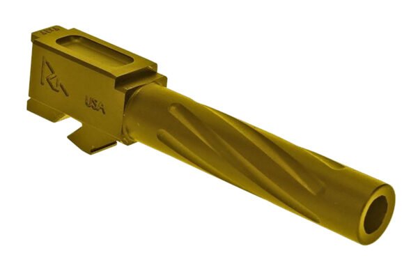 Rival Arms RA20G201E Precision V1 Match Grade 9mm Luger Compatible w/Glock 19 Gen3-4, 4.02" Fluted Gold PVD Stainless Steel