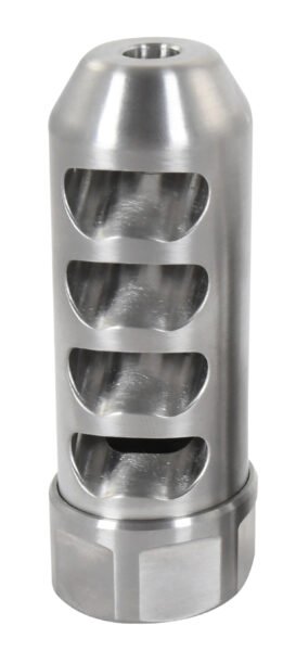 American Precision Arms G2F5838S Gen 2 Fat Bastard Self Timing Brake Stainless Steel with 5/8"-24 tpi Threads, 3.30" OAL & 1.115" Diameter for 338 Cal Rifle