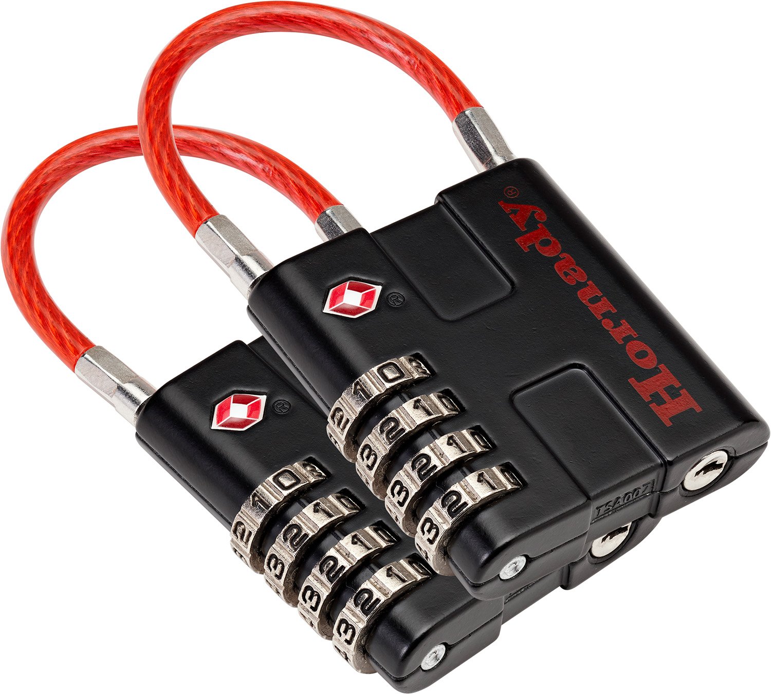 Hornady 96022 Rapid Safe TSA Lock Open With Combination Black Red 2 Pack