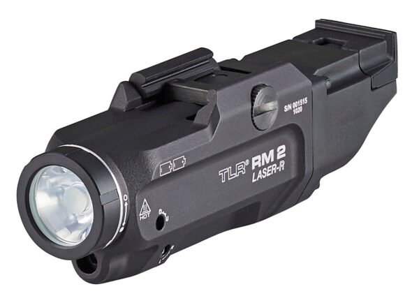 Streamlight 69448 TLR-2 RM w/Laser Black Aluminum, 1,000 Lumens White LED Bulb/Red Laser 297 Meters Beam, Picatinny Rail Mount