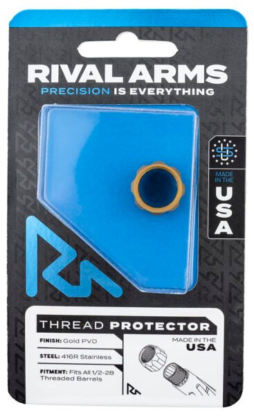 Rival Arms RARA300001E Thread Protector 9mm Luger Gold PVD 416R Stainless Steel 1/2"-28 tpi
