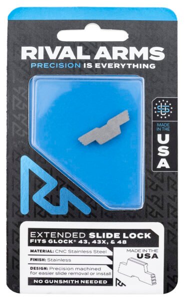 Rival Arms RARA80G003D Slide Lock Extended Polished Stainless for Glock 43/43X/48