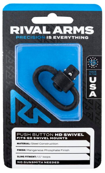 Rival Arms RA-RA92S1B HD Swivel  Black Manganese Phosphate Steel with 1.25" Loop & Push Button