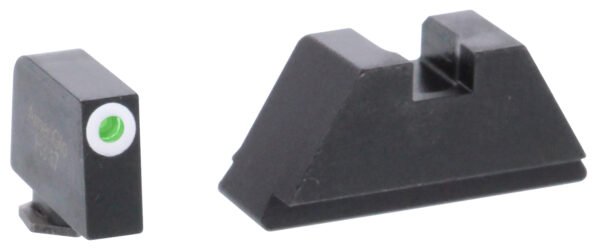 AmeriGlo GL411 Optic Compatible Sight Set for Glock XL Tall Green Tritium White Outline Front Sight-Green Tritium Black Rear Sight