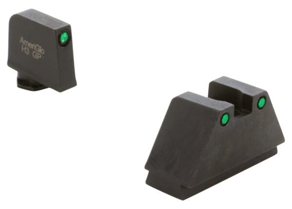AmeriGlo GL815 Optic Compatible Sight Set for Glock  3XL Tall Green Tritium Black Outline Front Sight-Green Tritium Black Outline Rear Sight