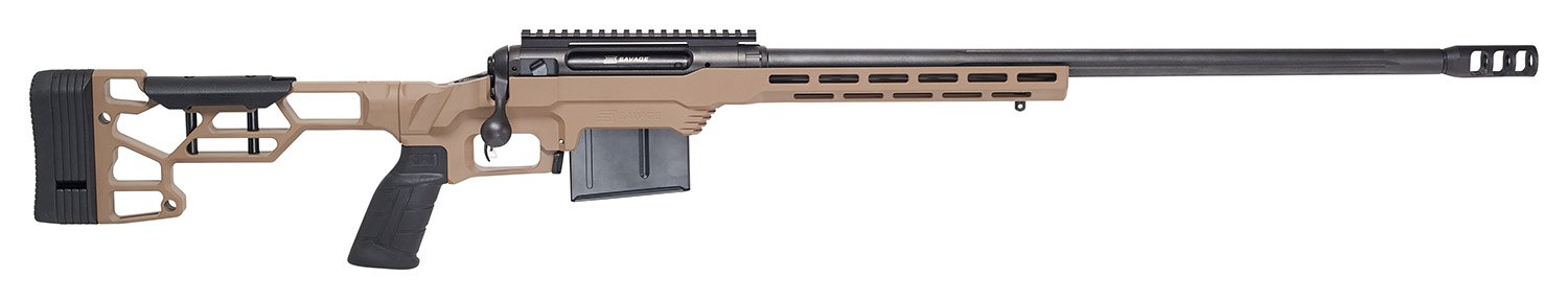 Savage Arms 57694 110 Precision 6.5 PRC 7+1 24", Matte Black Rec/Barrel, Flat Dark Earth Cerakote MDT LSS XL Chassis, Polymer Grip