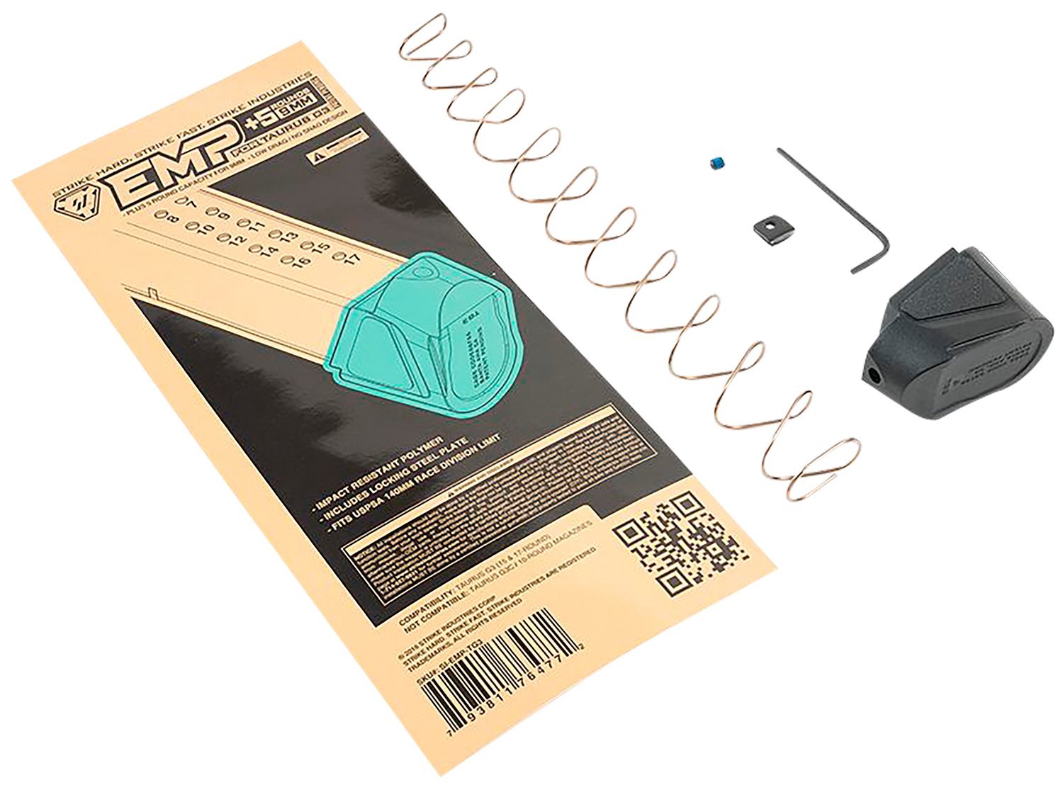 Strike Industries EMPTG3 Enhanced Magazine Plate Extended +5rd 9mm Luger Black Polymer for Taurus G3