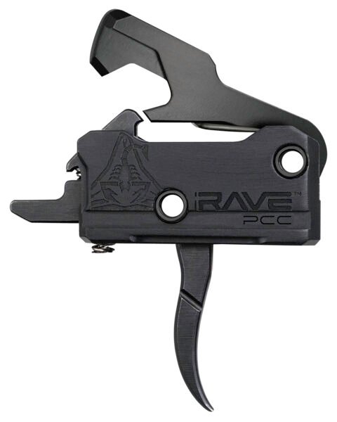 Rise Armament T017PCCBLK Rave Pistol Caliber Carbine Single-Stage Curved Trigger with 3.50 lbs Draw Weight & Black Nitride Finish for AR-Platform