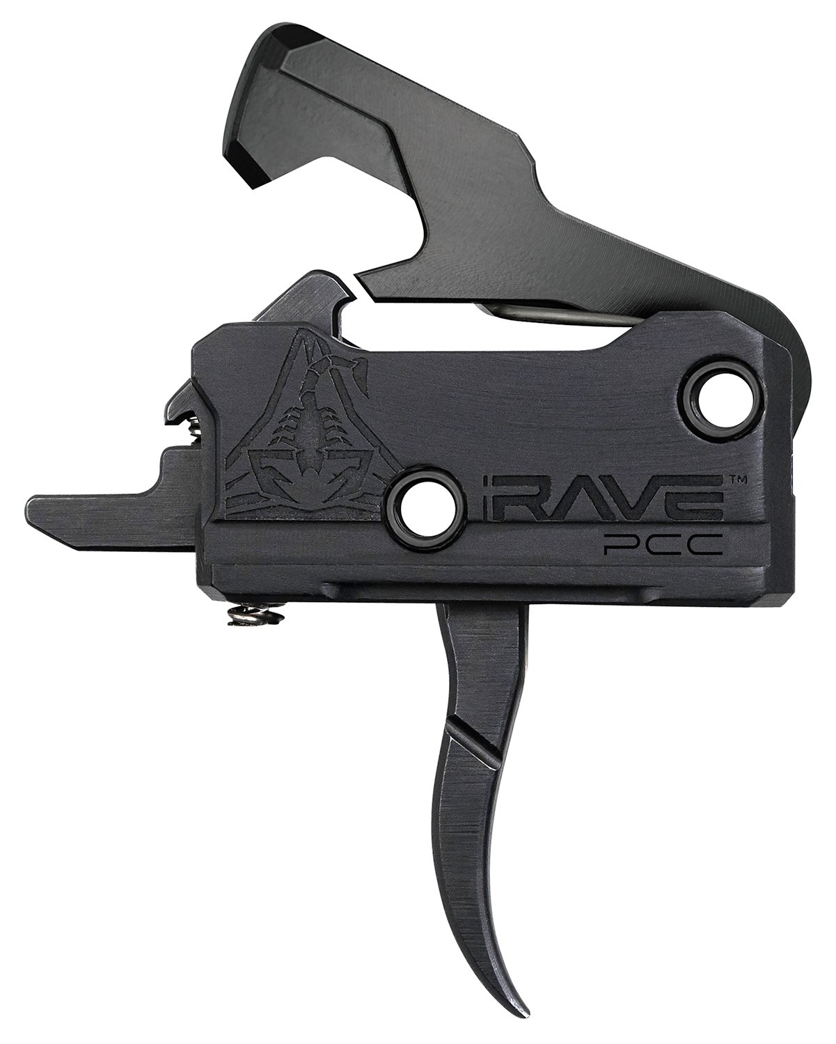 Rise Armament T017PCCBLK Rave Pistol Caliber Carbine Single-Stage Curved Trigger with 3.50 lbs Draw Weight & Black Nitride Finish for AR-Platform