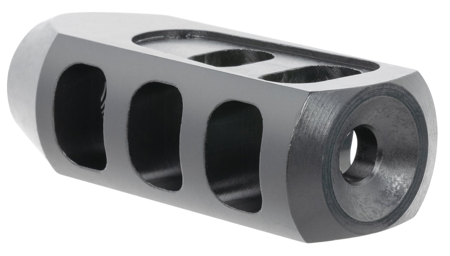TacFire Tanker Muzzle Brake Black Oxide Steel with 1/2"-28 tpi Threads 2.76" OAL 1.37" Diameter for 5.56x45mm NATO