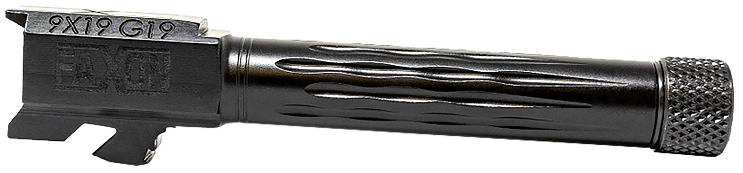 Faxon Firearms GB910N19LGQT Match Series  9mm Luger Compatible w/Glock 45/19 Gen2-5, Fluted Threaded Black Nitride Steel