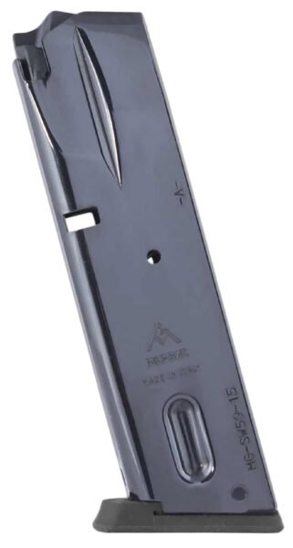 Mec-Gar MGSW5915N S&W 15rd 9mm Luger, Fits S&W 5900 Series/915/910/659 Black Nickel