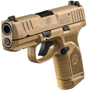 FN 66101421 Reflex  9mm Luger 10+1 3.30" Micro-Compact Frame Flat Dark Earth PVD Serrated Steel Slide w/Picatinny Rail Stippled Grip Ambidextrous