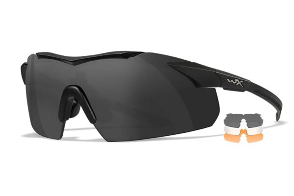 Wiley X 3552 Vapor Comm Temples Smoke Gray/Clear/Light Rust Lens Polycarbonate Matte Black Frame
