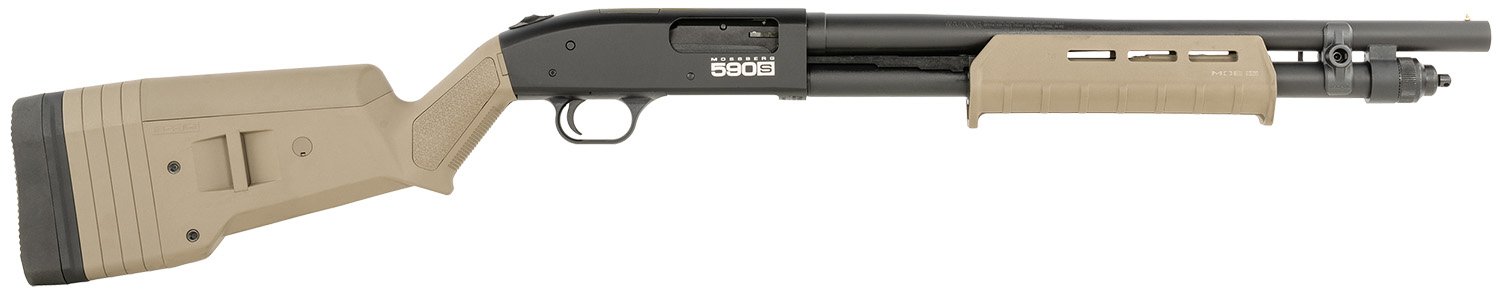 Mossberg 51608 590S Compact 12 Gauge Pump 3" 9+1 18.50" Drilled & Tapped Receiver, Synthetic Stock