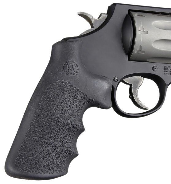 Hogue 19022  Conversion Grip Pistol Grip w/ Finger Grooves Black Overmolded Rubber Fits S&W K/L/N/X/Z Frame