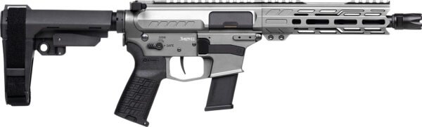 CMMG 45A890FTNG Banshee FE MkG 45 ACP 13+1 8" Black Nitride Threaded Barrel, M-LOK Handguard, Titanium Cerakote Aluminum Receiver w/Picatinny Rail, Black Polymer CMMG RipBrace, CMMG Zeroed Grip
