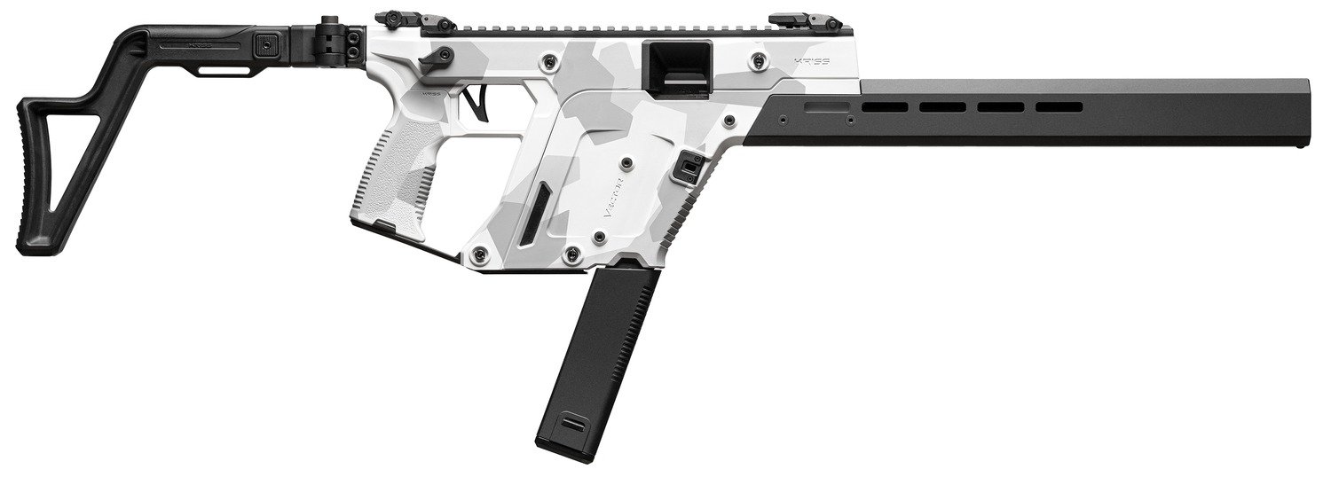 Kriss USA KV103CAD00 Vector CRB Gen3 10mm Auto 33+1 16" Black Nitride Threaded Barrel, Arctic Delta Cerakote Receiver w/Picatinny Rail, M-LOK Handguard, Adjustable Folding Black Stock, White Polymer G