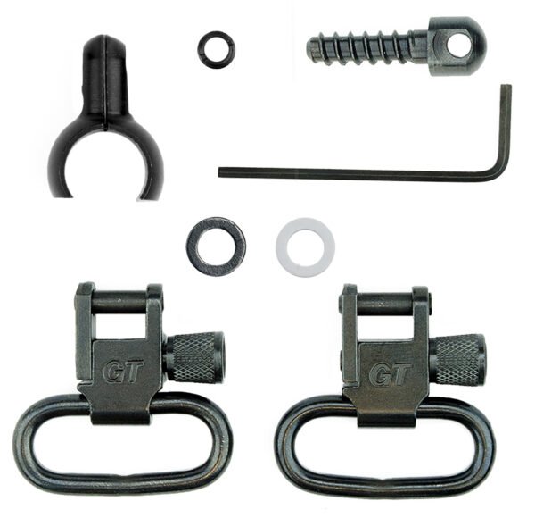 GrovTec US Inc GTSW46 Barrel Band Swivel Set Shotgun 1" Black Steel