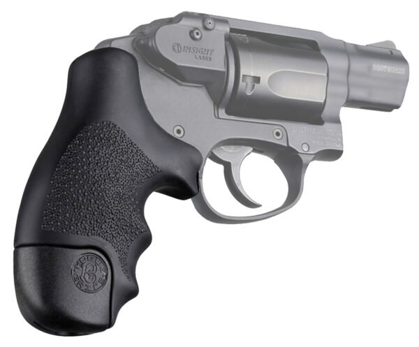 Hogue 60020 OverMolded Tamer Cobblestone Black Rubber with Finger Grooves for S&W J Frame Centennial with Round Butt, Bodyguard