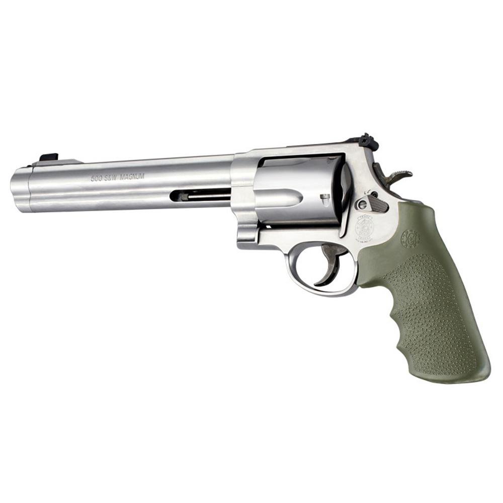 Hogue OverMolded Rubber Tamer Conversion Monogrip S&W K/L/N/X/Z-Frame Revolvers Round Butt OD Green