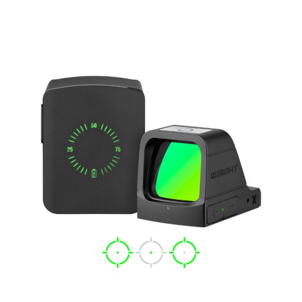 OSIGHT X 3MOA DOT + 32 MOA CIRCLE GREEN DOT SIGHT W/ CHARGING COVER, RMR FOOTPRINT BLACK