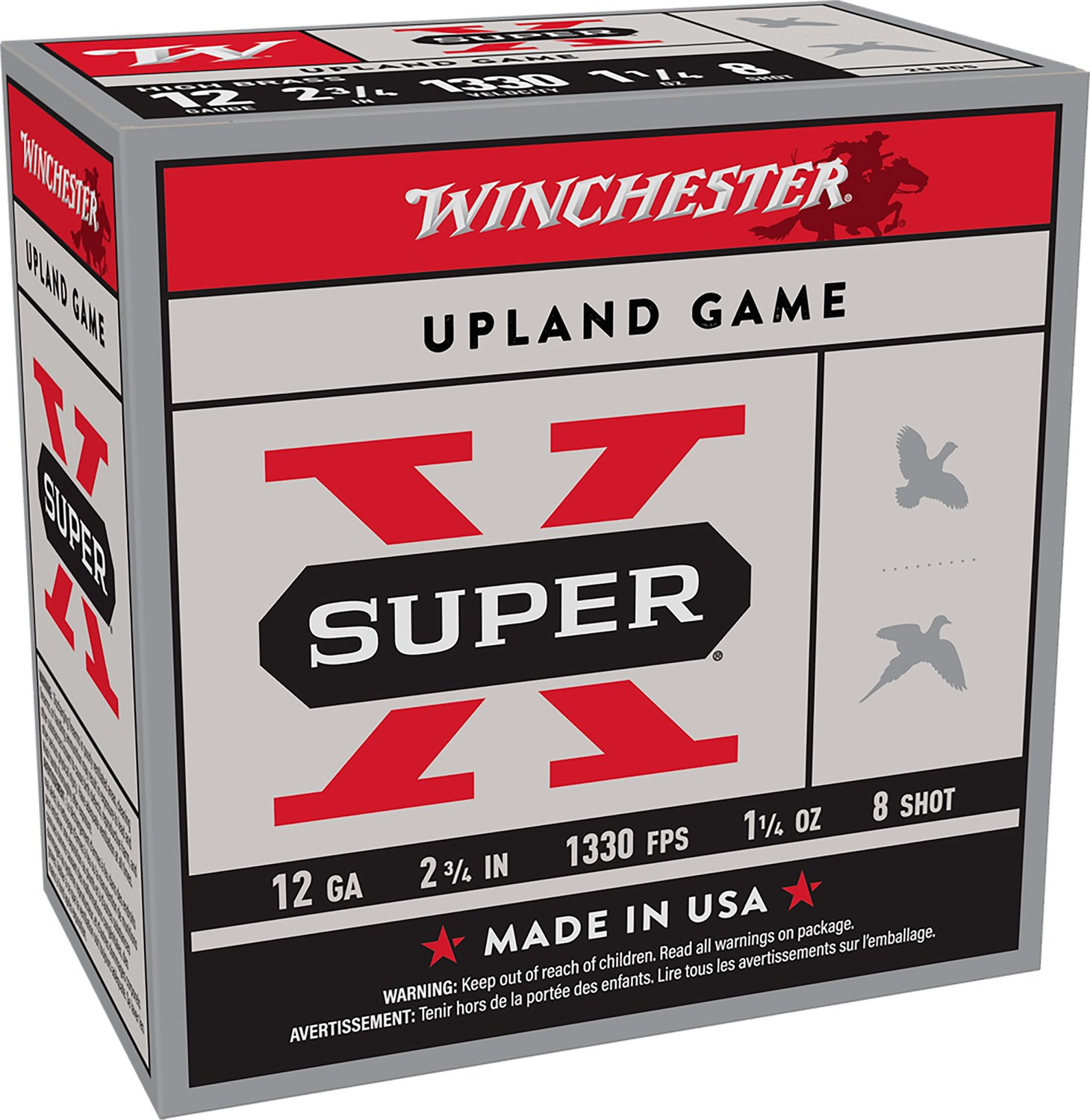 Winchester Ammo X128 Super X Heavy Game Load High Brass 12Gauge 2.75" 1 1/4oz 8Shot 25 Per Box/10 Case