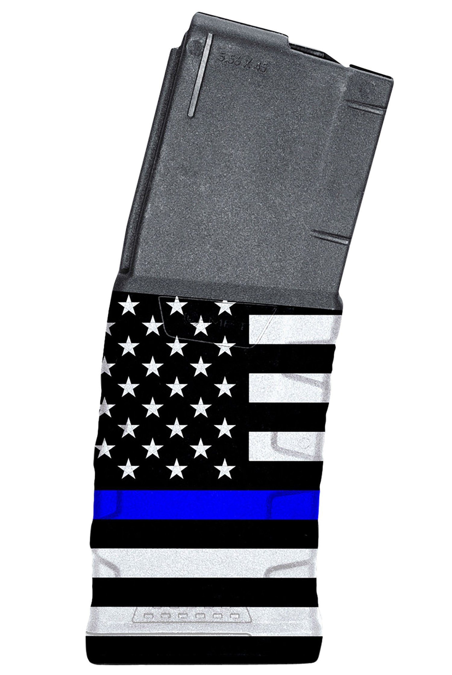 Mission First Tactical EXDPM556AMB1 Extreme Duty 30rd 223 Rem/5.56x45mm Fits AR-15/M4 Black w/Blue Line American Flag Polymer