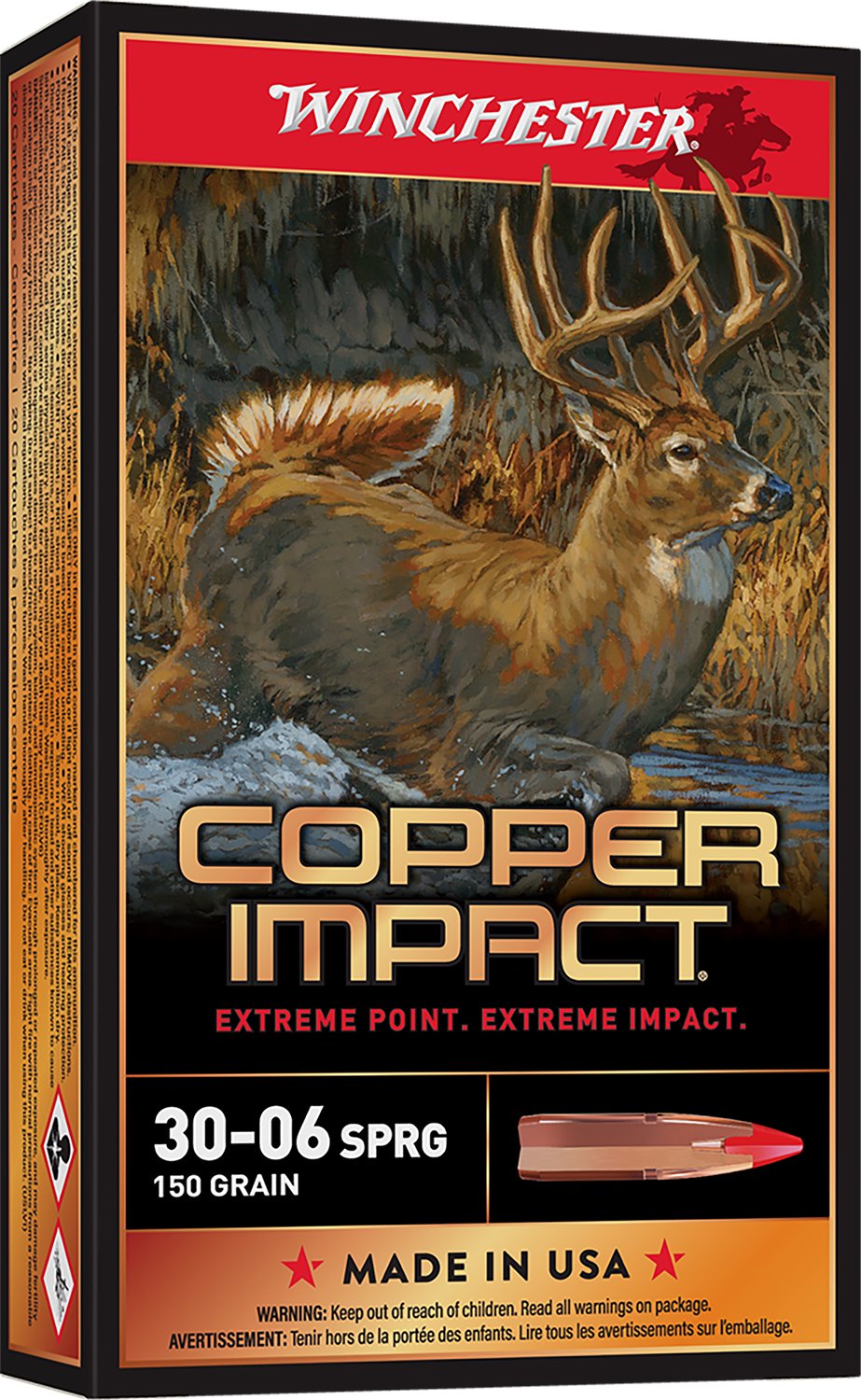 Winchester Ammo X3006CLF Copper Impact  30-06Springfield 150gr Copper Extreme Point Lead Free 20 Per Box/10 Case