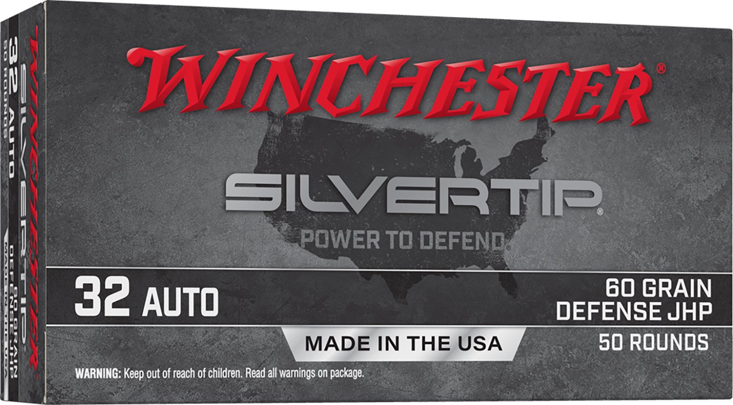 Winchester Ammo W32AST Silvertip 32ACP 60gr Jacketed Hollow Point 50 Per Box/10 Case
