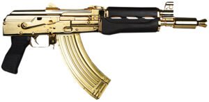 Zastava Arms Usa ZP92762MGL ZPAP 92 7.62x39mm 30+1 10" 24K Gold Plated/Cold Hammer Forged, Chrome Lined Barrel, Steel 24K Gold Plated Receiver, Dark Walnut Grips
