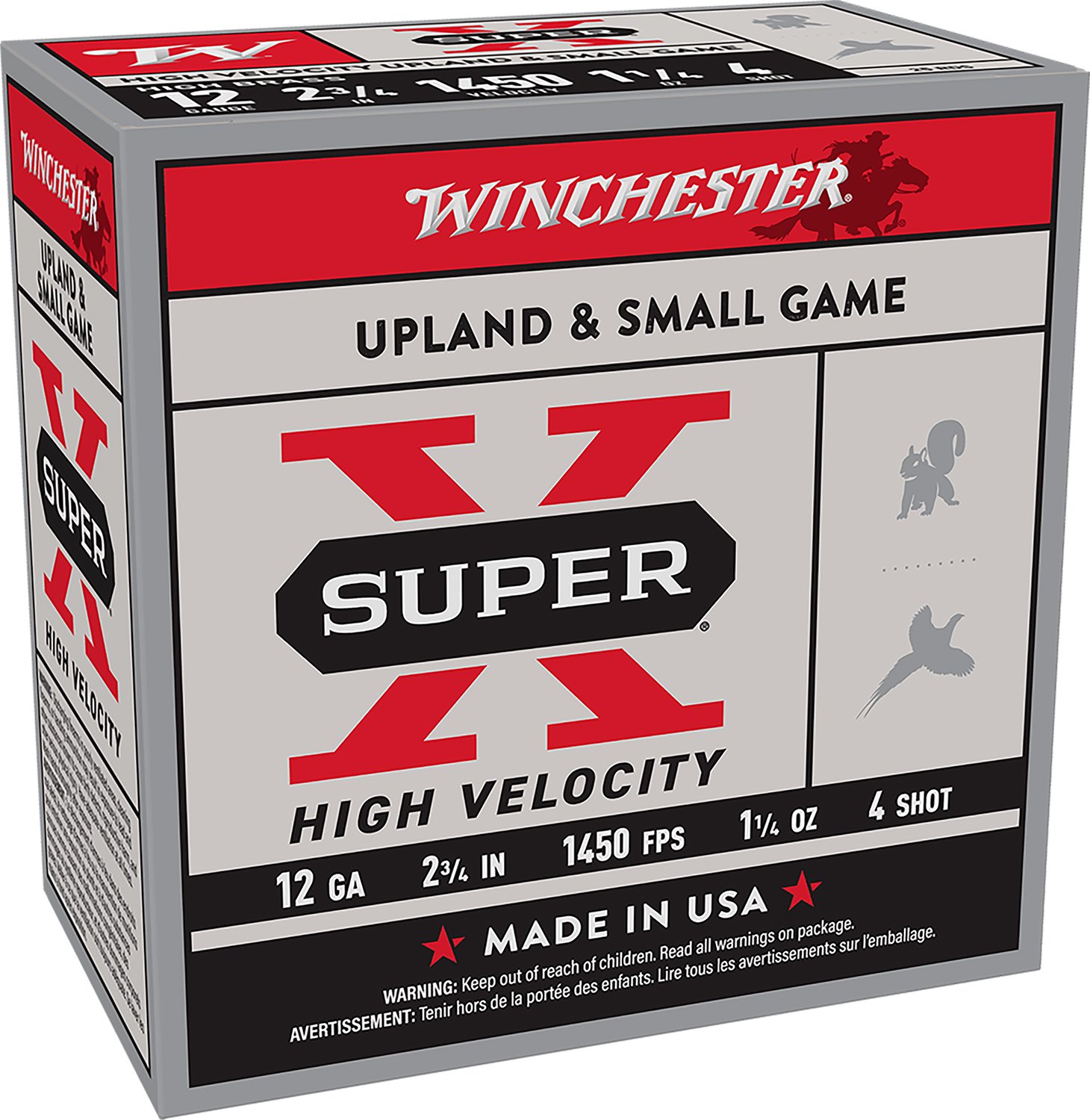 Winchester Ammo X12HV4 Super X High Velocity 12Gauge 2.75" 1 1/4oz 4Shot 25 Per Box/10 Case