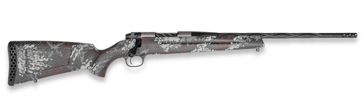 Weatherby MBP01N22CMR19B Mark V Capra 22 Creedmoor 2+1 17" Graphite Black Cerakote Fluted Threaded Barrel Titanium Receiver Drilled & Tapped Receiver Exposed Carbon w/Gray, White & Rust Sponge Accents