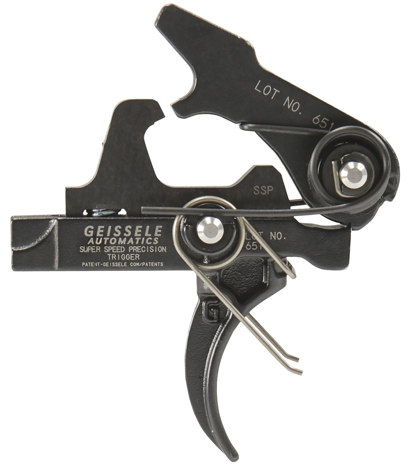 Geissele Automatics 05400 SSP Single-Stage Curved Trigger with 3-3.75 lbs Draw Weight & Black Oxide Finish for AR-Platform