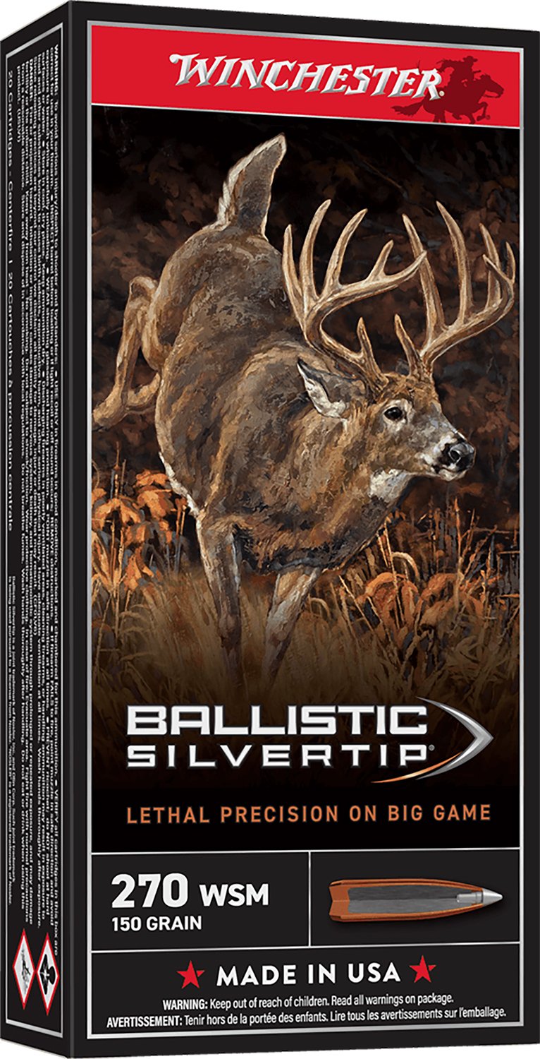 Winchester Ammo SBST2705A Ballistic Silvertip 270WSM 150gr Rapid Controlled Expansion Polymer Tip 20 Per Box/10 Case