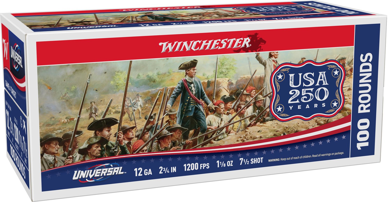 WIN UNIVERSAL 250TH 12GA 2.75 #7.5 1-1/8OZ 200RD