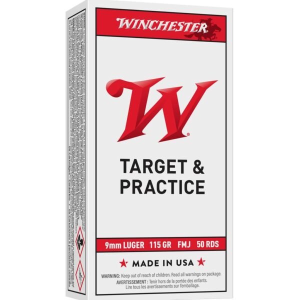 Winchester USA Handgun Ammunition 9mm Luger 115 gr FMJ 50/rd