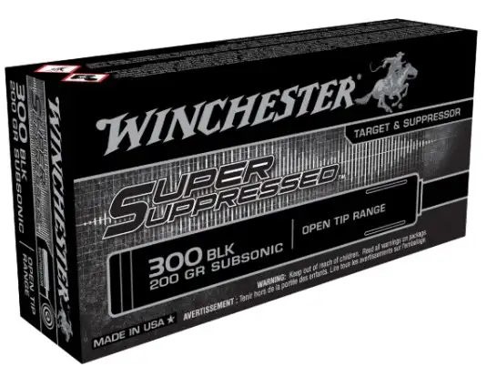 WINCHESTER 300 BLK SUPER SUPPRESSED FMJOT 200 GR SUBSONIC 125RD/BX 6BX/CS