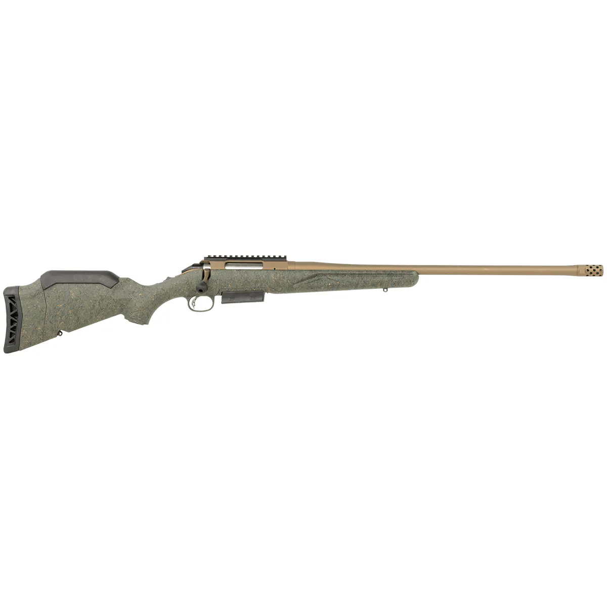 RUGER AMERICAN G2 PRED RFL 450BM 22" T.B. SPIRAL BBL, GRN SPLTR,BRNT BRNZ 3RD