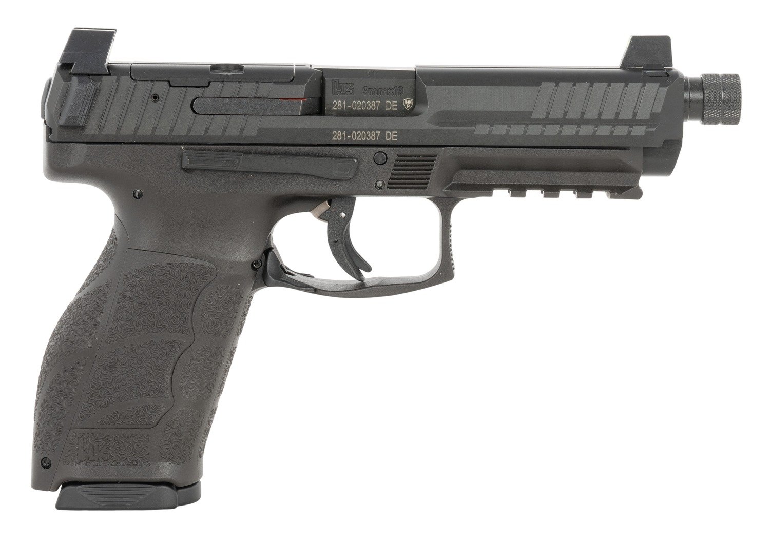 HK 81001232 VP9 A1 Tactical Full Size 9mm Luger 20+1 17+1 5.12" Black Threaded Barrel, Black Steel Optic Ready Slide, Black Polymer Frame w/Picatinny Rail, Interchangeable Backstrap Grip