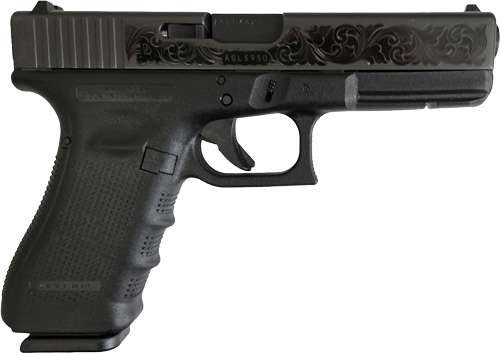 GLOCK G17 GEN 4 9MM PISTOL BLACK DLC SCROLL ENGRAVED 17RD - Image 2